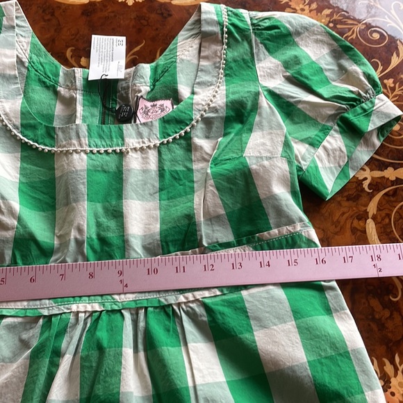 JUICY COUTURE sz6/8 green gingham plaid picnic top blouse silk/cotton - Picture 4 of 7